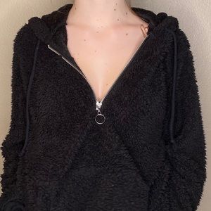 Black Fuzzy Zip Up